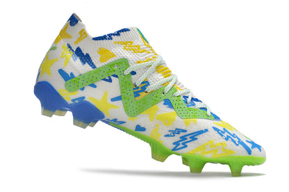 PUMA Future Ultimate FG/AG Neymar Jr. Instituto - Blanc/Bleu/Jaune/Vert ÉDITION LIMITÉE