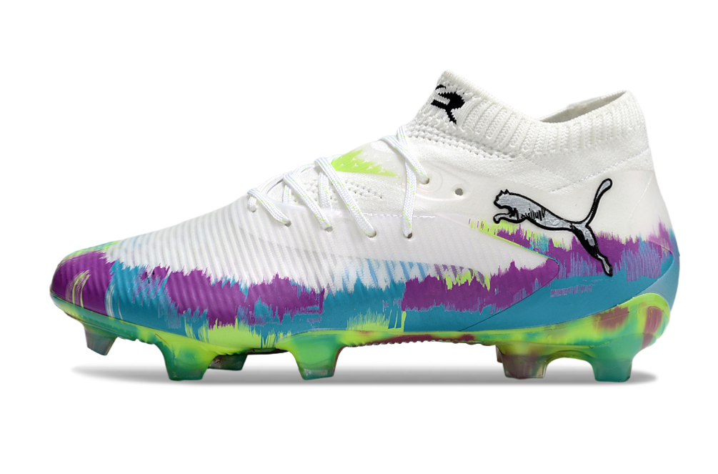 PUMA Future 8 Ultimate FG Brilliance - Blanc/Fizzy Apple/BLeu/Magenta pur ÉDITION LIMITÉE