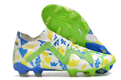 PUMA Future Ultimate FG/AG Neymar Jr. Instituto - Blanc/Bleu/Jaune/Vert ÉDITION LIMITÉE