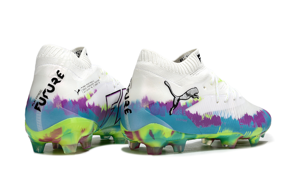 PUMA Future 8 Ultimate FG Brilliance - Blanc/Fizzy Apple/BLeu/Magenta pur ÉDITION LIMITÉE