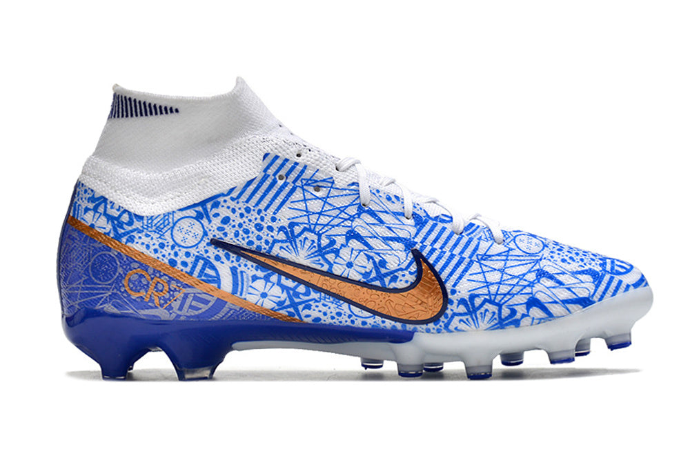 Nike Air Zoom Mercurial Superfly Elite 9 FG CR7 Edition – Blanc / Cuivré / Bleu