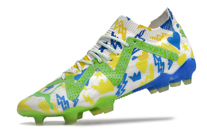 PUMA Future Ultimate FG/AG Neymar Jr. Instituto - Blanc/Bleu/Jaune/Vert ÉDITION LIMITÉE