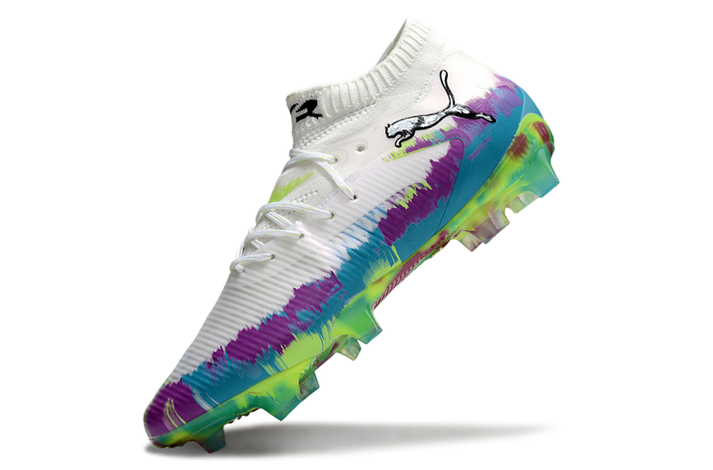 PUMA Future 8 Ultimate FG Brilliance - Blanc/Fizzy Apple/BLeu/Magenta pur ÉDITION LIMITÉE