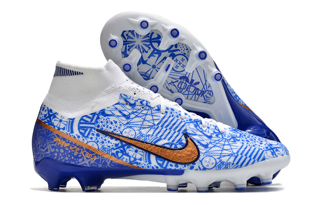 Nike Air Zoom Mercurial Superfly Elite 9 FG CR7 Edition – Blanc / Cuivré / Bleu