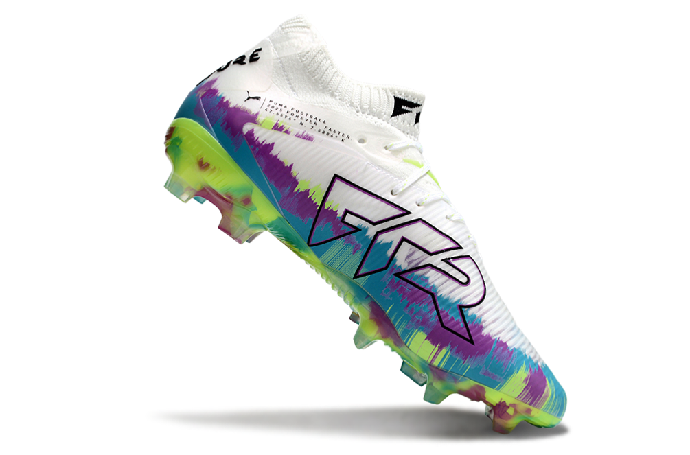 PUMA Future 8 Ultimate FG Brilliance - Blanc/Fizzy Apple/BLeu/Magenta pur ÉDITION LIMITÉE