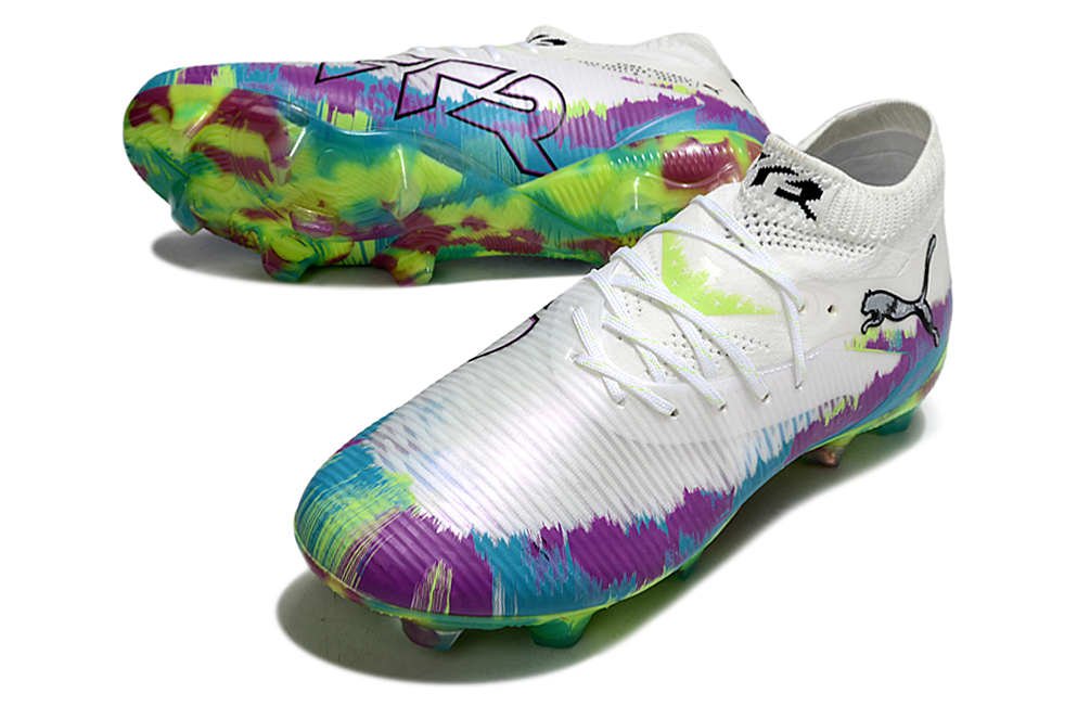 PUMA Future 8 Ultimate FG Brilliance - Blanc/Fizzy Apple/BLeu/Magenta pur ÉDITION LIMITÉE